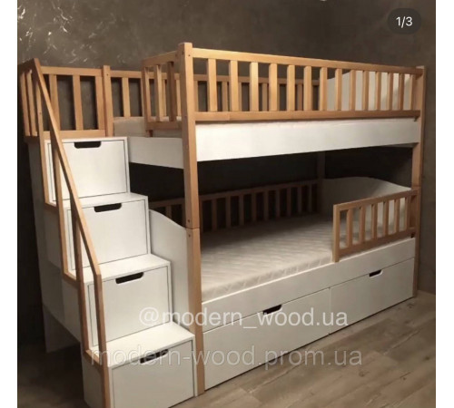 Etagenbett aus massiver Erle und MDF