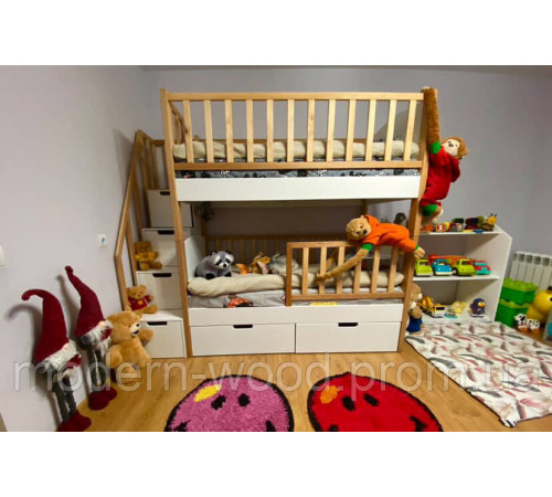 Etagenbett aus massiver Erle und MDF