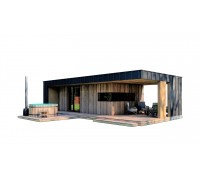 Каркасна лазня 9,5х4,7м High-Tech Sauna 02 під ключ у сучасному стилі хай-тек від виробника ThermoWood