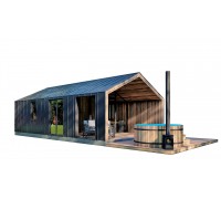 Каркасная баня Барн Хаус 8,7х5,0м Sauna Barn House 02