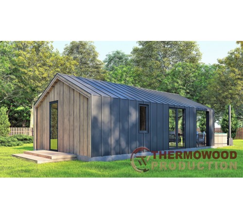 Каркасная баня Барн Хаус 8,7х5,0м Sauna Barn House 02