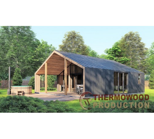 Барнхаус с баней 9,2х8,0м Sauna Barn House 03 от производителя ThermoWood Production