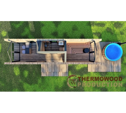 Барнхаус с баней 11,0х2,9м Sauna Barn House 05 от производителя ThermoWood Production