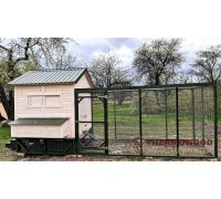 Wooden, insulated, prefabricated portable chicken coop with a run for birds