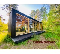 Modulare Sauna 9,4 x 2,4 m Haus Chalet Sauna mit Panorama-Schiebefenstern