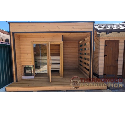 Модульная мини баня 4,3х2,7м Gartensauna-19 под ключ от производителя. Модульная мини баня 4,3х2,7м Gartensauna-19 под ключ от производителя.