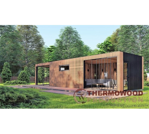 Беседка современная Modern Gazebo 014 с раздвижными панорамными окнами 12,0х3,5м