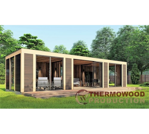 Современная беседка 10,3х3,5м с панорамным остеклением Modern Gazebo 017