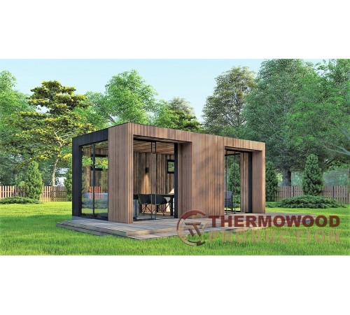 Современная беседка 6,0х3,5м с панорамным раздвижным остеклением Modern Gazebo 21