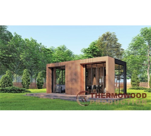 Современная беседка 6,0х3,5м с панорамным раздвижным остеклением Modern Gazebo 21