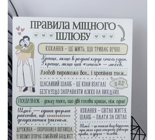 Правила міцного шлюбу - оригінальний подарунок сімейній парі