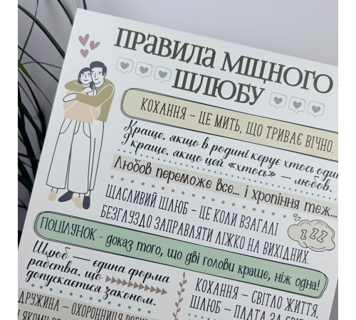 Правила міцного шлюбу - оригінальний подарунок сімейній парі