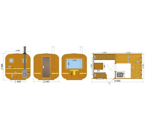 Квадро-бочка Quadro Fasssauna 4,5 х2, 3м з термодерева від виробника.