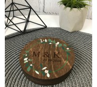 Деревянная коробка для колец со мхом, именная коробочка для обручальных колец, свадебная шкатулка.