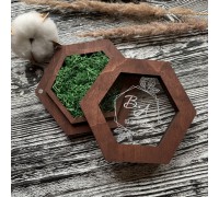 Свадебная коробка для обручальных колец со мхом, именная коробочка для колец на роспись, подставка под кольца