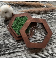 Свадебная коробка для обручальных колец со мхом, именная коробочка для колец на роспись.