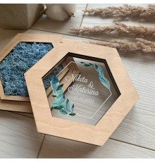 Подставка под кольца из дерева, именная коробочка для обручальных колец.
