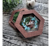 Именная коробка со мхом для свадебных колец, деревянная подставка.