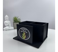 Kompakter Bar-Organizer aus Holz mit 3 Fächern und individuellem Logo, HoReCa-Produkte