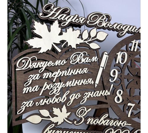 Іменний подарунок для вчителя від випускників - велика настінна година на випускний, день вчителя, 1 вересня