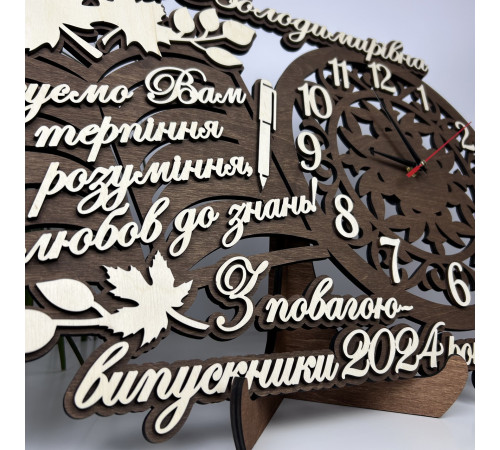 Іменний подарунок для вчителя від випускників - велика настінна година на випускний, день вчителя, 1 вересня