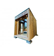 Mini Sauna 3,0х2,3м Gartensauna-37 у скандинавському стилі з панорамним окном