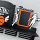 Large basketball medal holder with a police officer for cups and a diploma holder, personalized medal holder made of wood