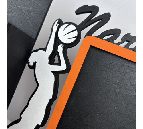 Large basketball medal holder with a police officer for cups and a diploma holder, personalized medal holder made of wood