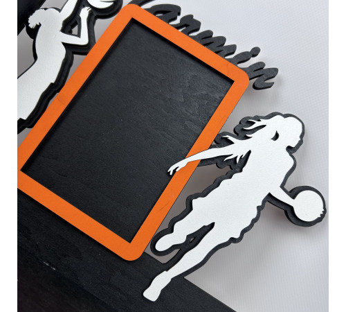Large basketball medal holder with a police officer for cups and a diploma holder, personalized medal holder made of wood