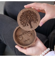 Деревянная свадебная коробочка для кольца, именная коробка на церемонию росписи.