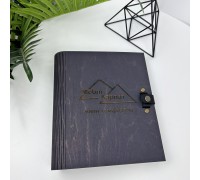 Markennotizbuch aus Holz mit Lederverschluss, originelles Notizbuch aus Holz mit Logo.