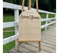 Eine originelle Wandtafel für Kinderfotos.