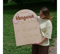 Origineller Wand-Kinderfotorahmen, personalisiertes Holzposter für das erste Jahr des Babys
