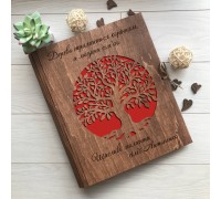 Holzalbum für Familienfotos, ein Geschenk zum fünften Hochzeitstag.