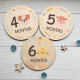 A set of 12 cards for a photo session of the first year of a child's life, children's plates by months in the photo