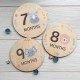 A set of 12 cards for a photo session of the first year of a child's life, children's plates by months in the photo