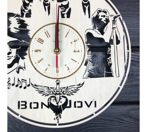 Bon Jovi Wanduhr, Naturholz.