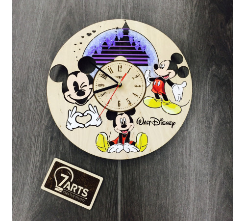 Handmade colorful wall clock "Walt Disney"