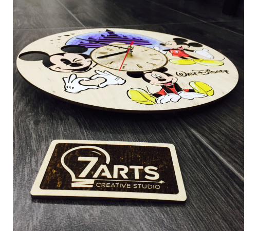 Handmade colorful wall clock "Walt Disney"