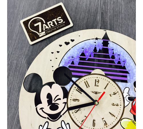 Handmade colorful wall clock "Walt Disney"