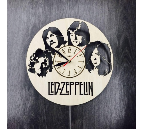 Wooden round art wall clock "Led Zeppelin"