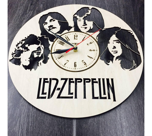 Wooden round art wall clock "Led Zeppelin"