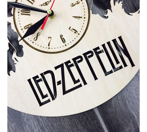 Wooden round art wall clock "Led Zeppelin"