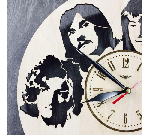 Wooden round art wall clock "Led Zeppelin"