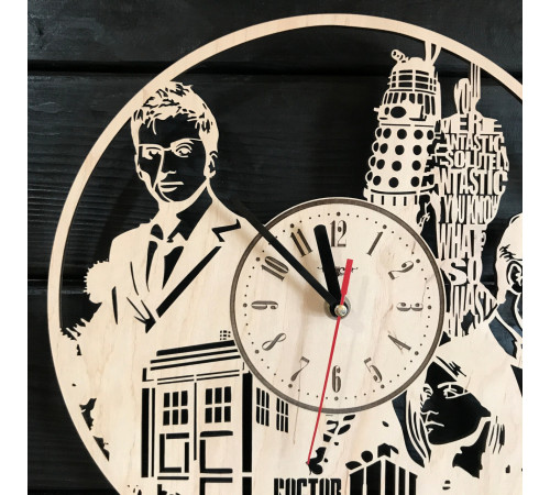 Laser-engraved Doctor Who wall clock