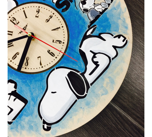 Children's wall clock made of colored wood "Snoopy"