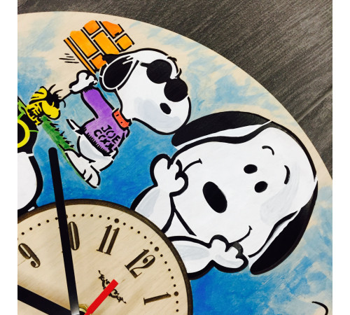 Children's wall clock made of colored wood "Snoopy"