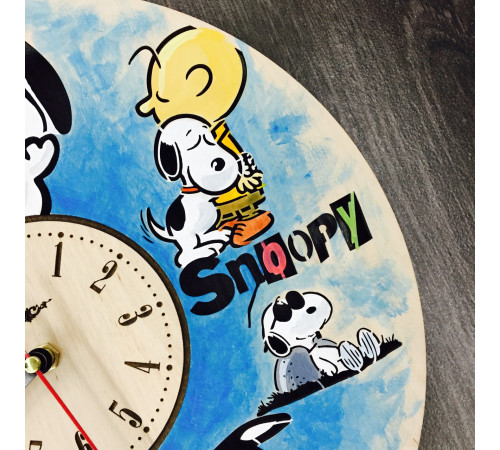 Children's wall clock made of colored wood "Snoopy"