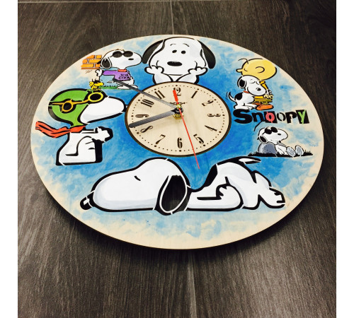 Children's wall clock made of colored wood "Snoopy"