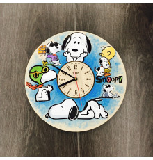 Children's wall clock made of colored wood 